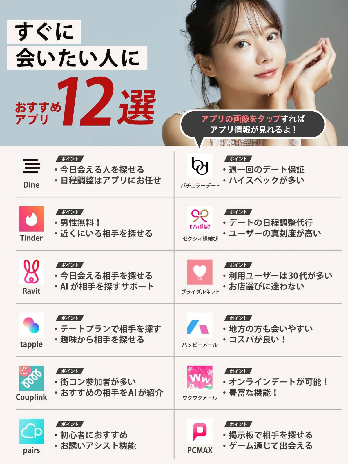 【2025年2月】すぐに会えるマッチングアプリおすすめ12選!メッセージなしで今すぐ会うデートも可能!