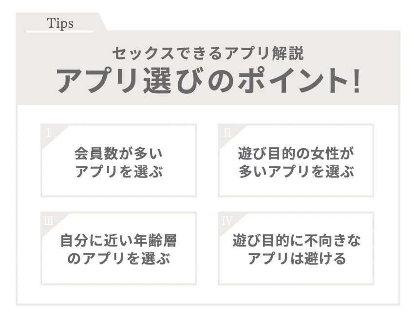 セックスできるアプリ解説 アプリ選びのポイント