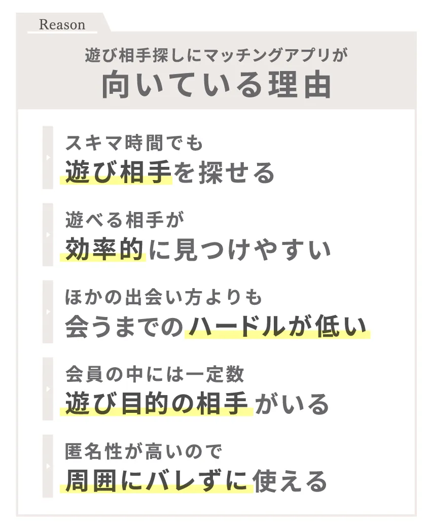 遊び相手探しにマッチングアプリが向いている理由