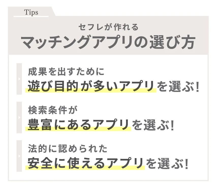セフレが作れるマッチングアプリの選び方