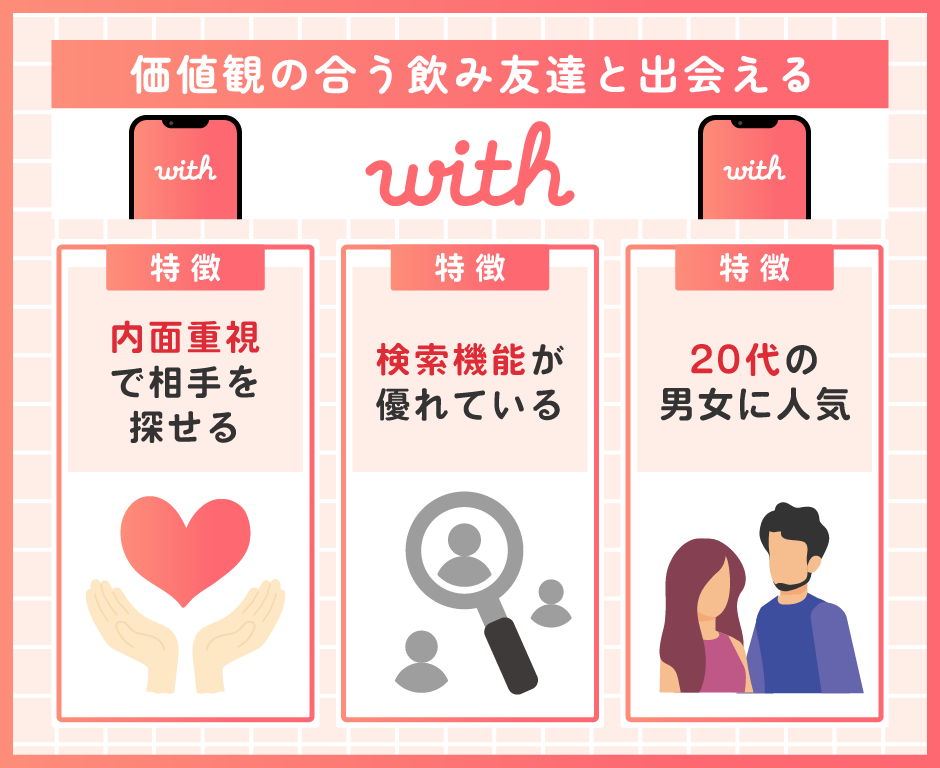 with(ウィズ)|価値観の合う飲み友達と出会える