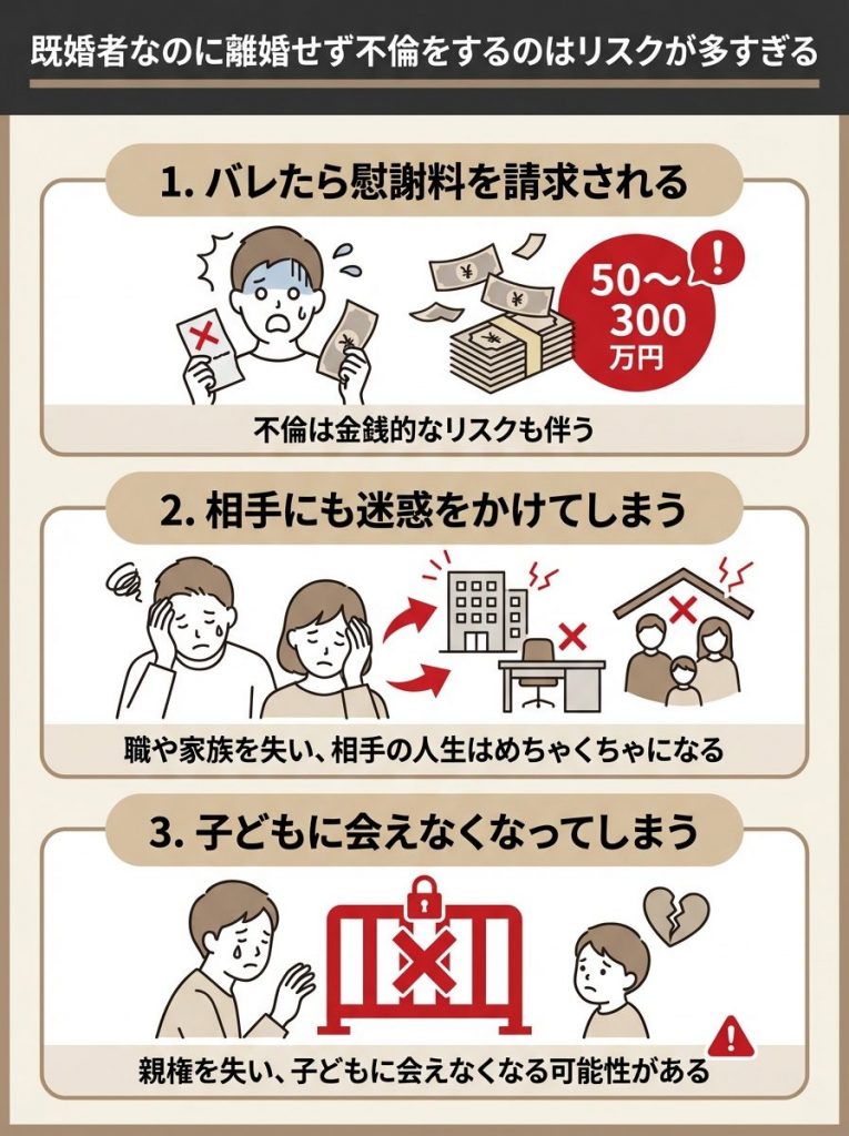 既婚者なのに離婚せず不倫をするのはリスクが多すぎる