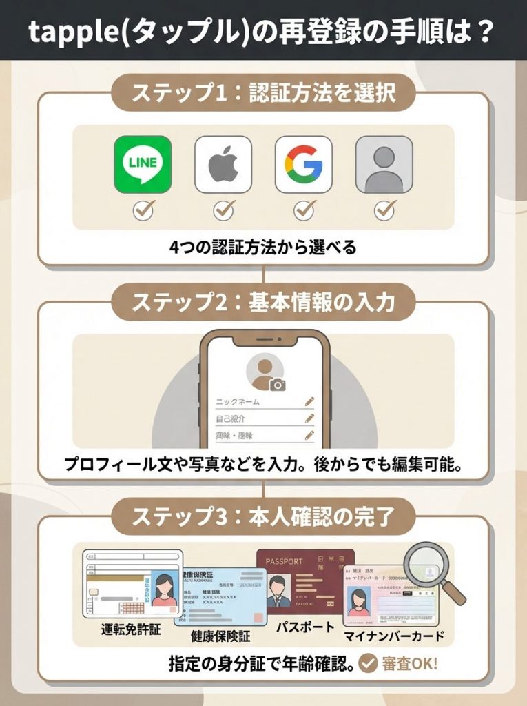 タップルの再登録の手順は?