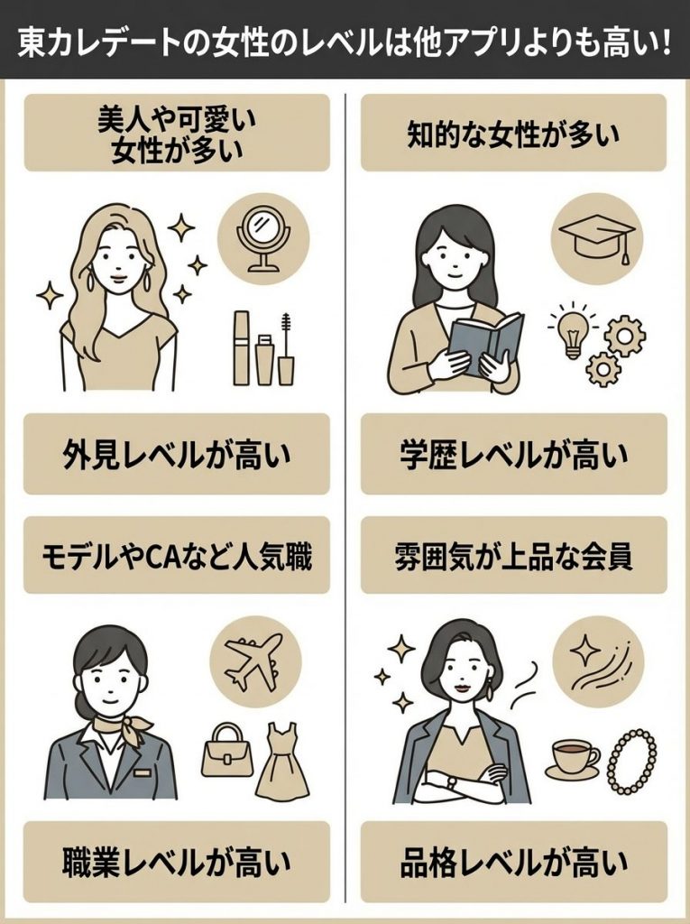 【結論】東カレデートの女性のレベルは他アプリよりも高い！