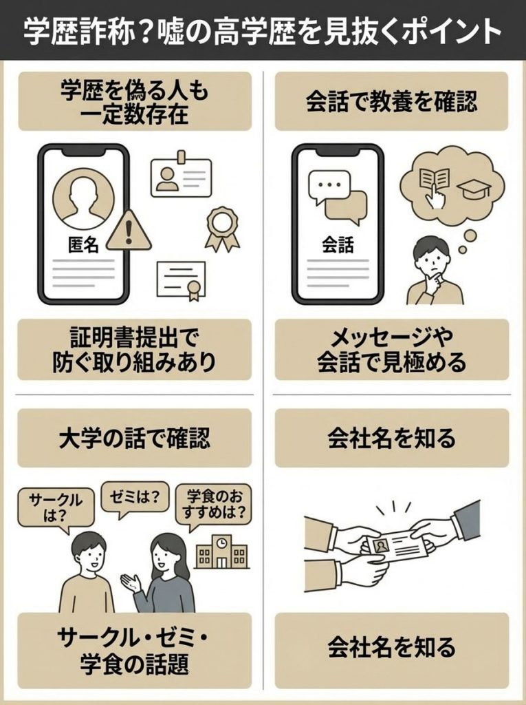 もしかして学歴詐称？マッチングアプリで嘘の高学歴を見抜くポイント