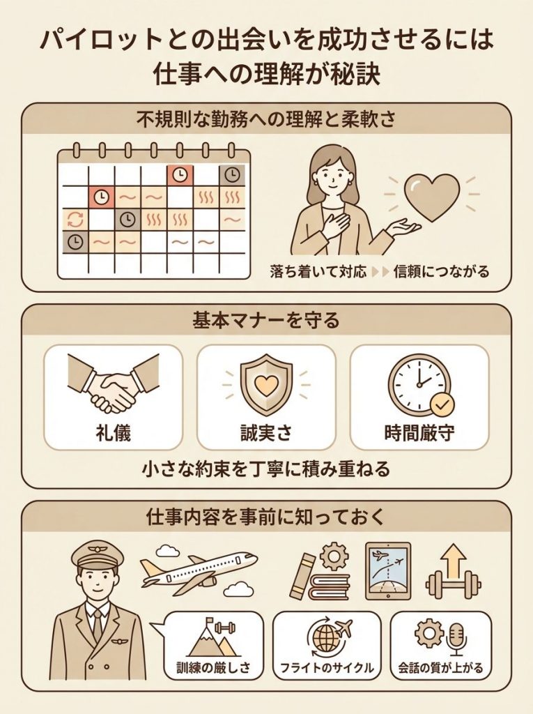 パイロットとの出会いを成功させるには仕事への理解が秘訣