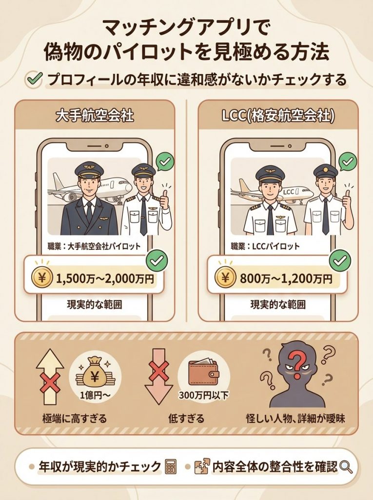 マッチングアプリで偽物のパイロットを見極める方法