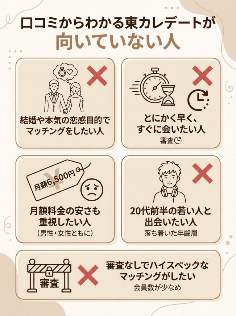 口コミからわかる東カレデートが向いていない人