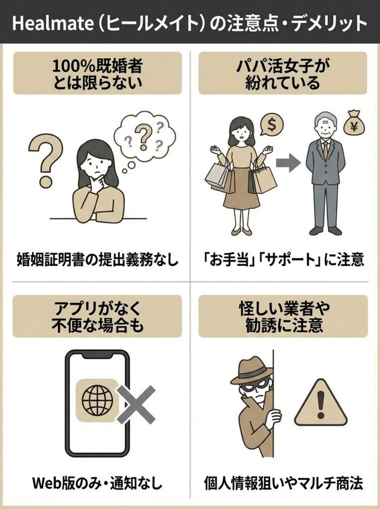 Healmate（ヒールメイト）の注意点・デメリット！業者はいる？