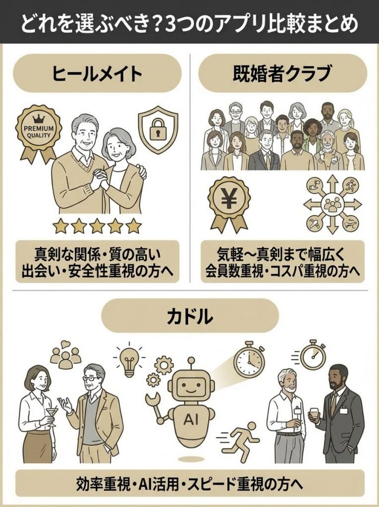 【総合評価】どれを選ぶべき？3つのアプリ比較まとめ