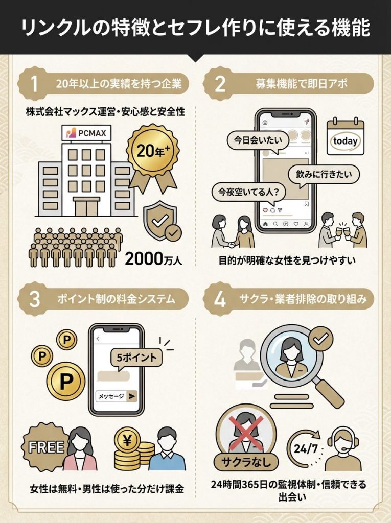 リンクルの特徴とセフレ作りに使える機能