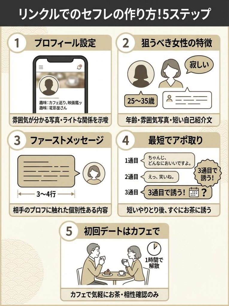リンクルでのセフレの作り方！具体的な5ステップ