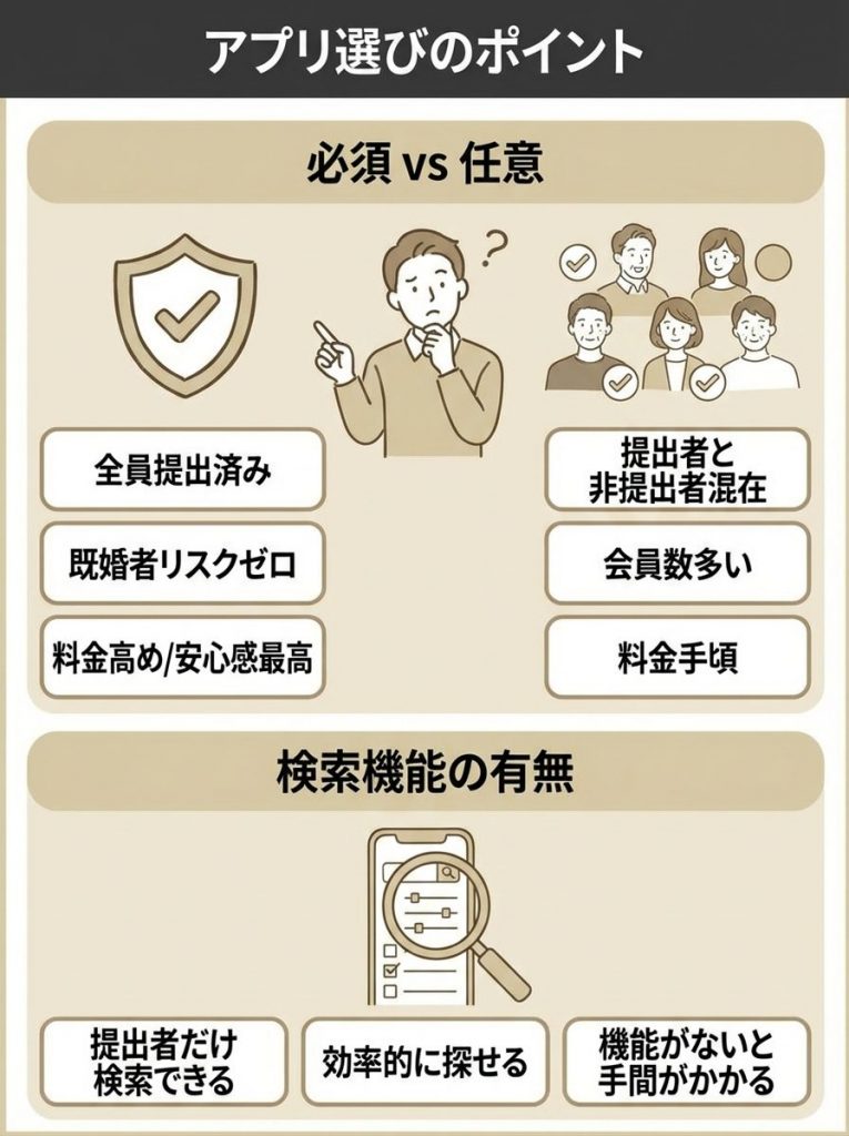 独身証明書が提出できるアプリを選ぶ際のポイント