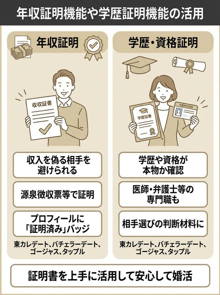 マッチングアプリの年収証明機能や学歴証明機能も活用しよう