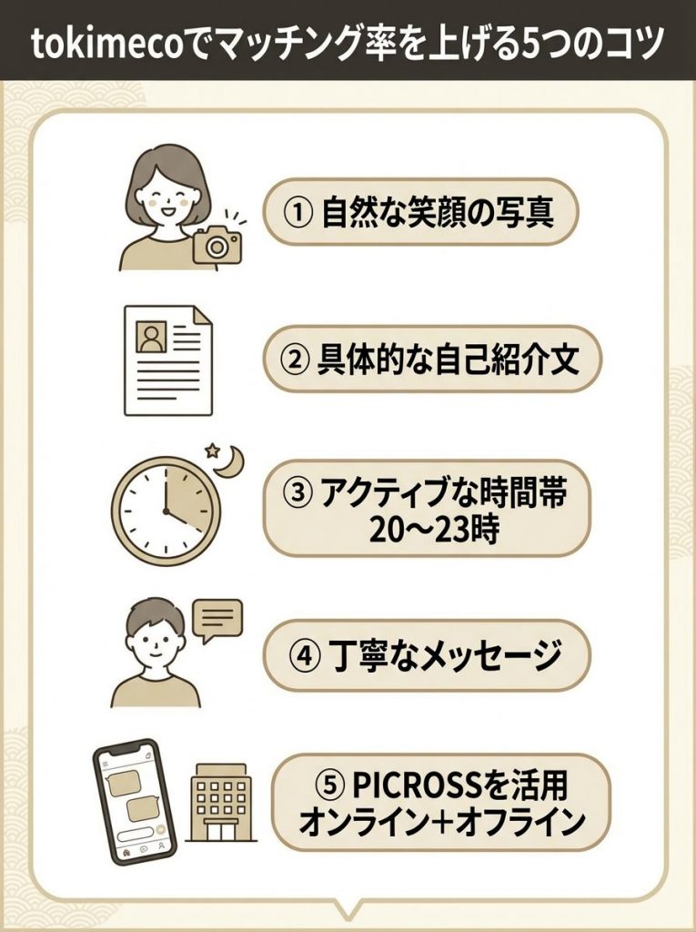tokimeco（トキメコ）でマッチング率を上げる5つのコツ