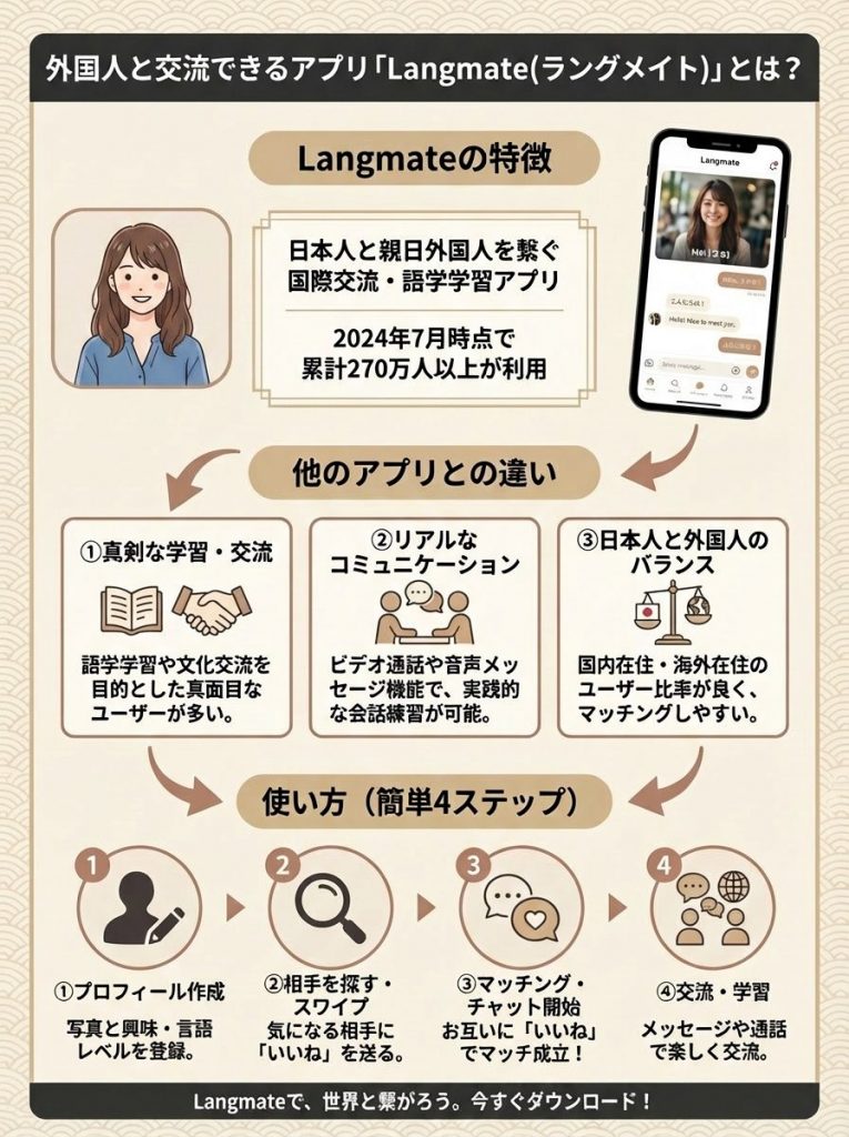 外国人と交流できるアプリ「Langmate(ラングメイト)」とは？