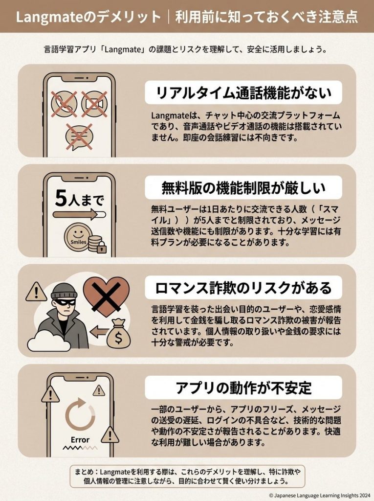 Langmateのデメリット│利用前に知っておくべき注意点