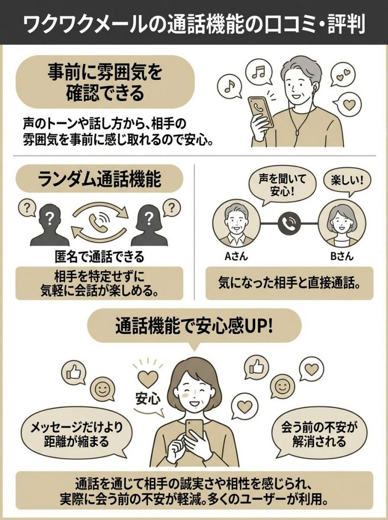 ワクワクメールの通話機能の口コミ・評判