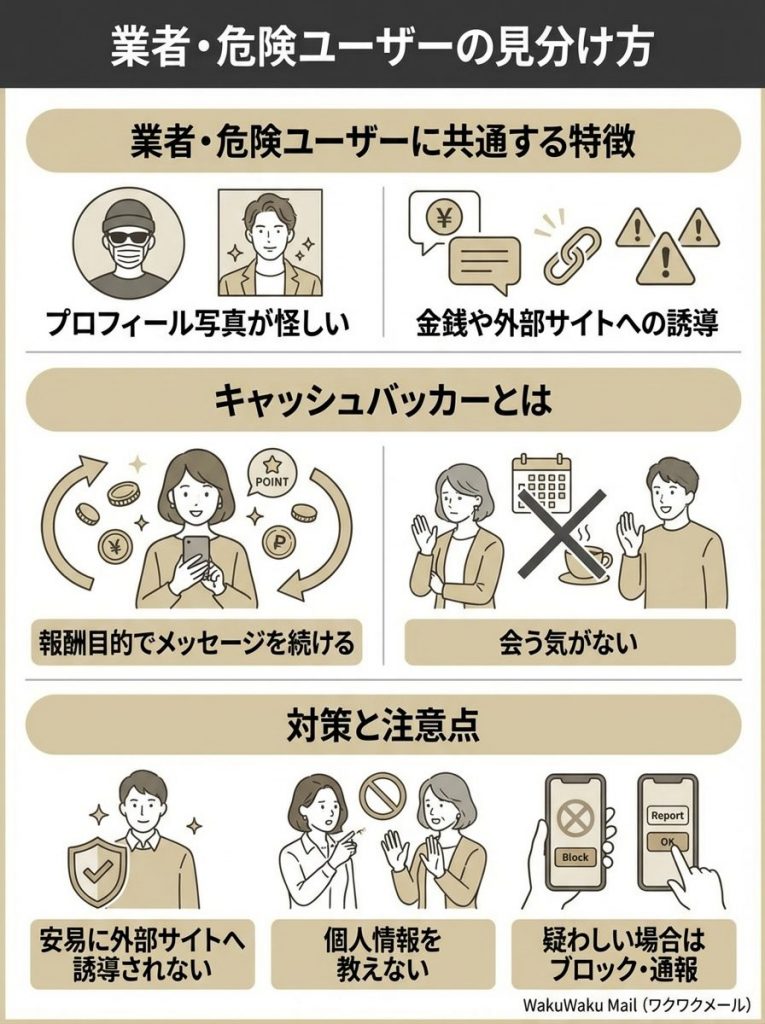 ワクワクメールでの業者・危険ユーザーの見分け方を徹底解説