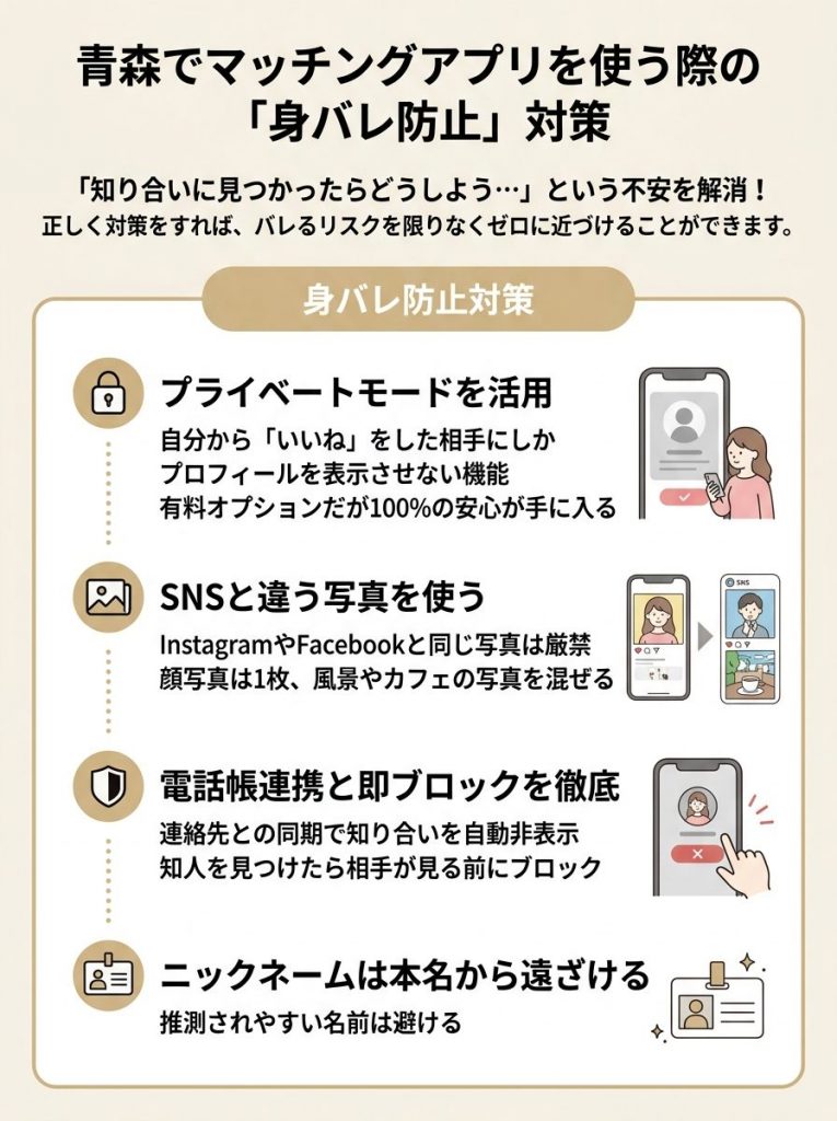 青森でマッチングアプリを使う際の「身バレ防止」対策