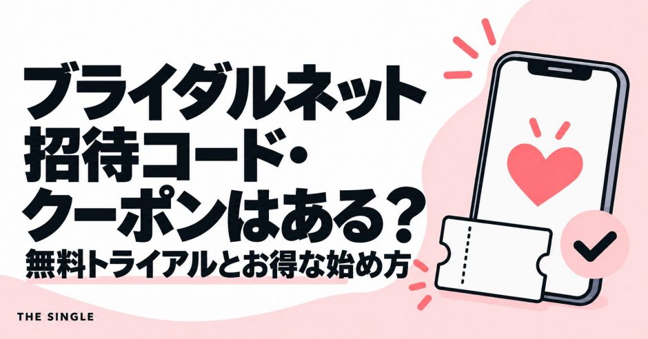 ブライダルネットの招待コード・クーポンと無料トライアル・お得な始め方を解説する記事アイキャッチ