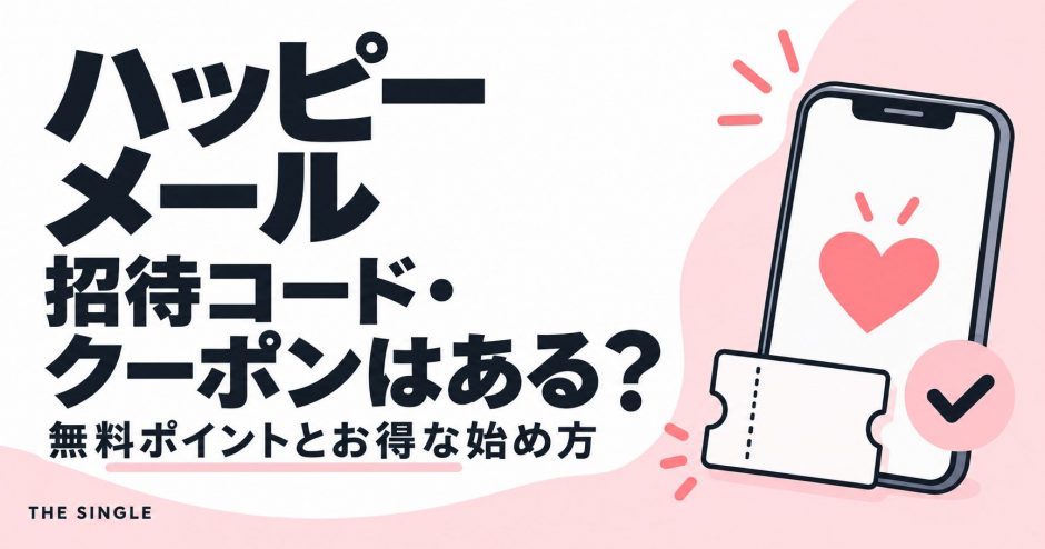 ハッピーメールの招待コード・クーポンと無料ポイントを解説する記事のアイキャッチ