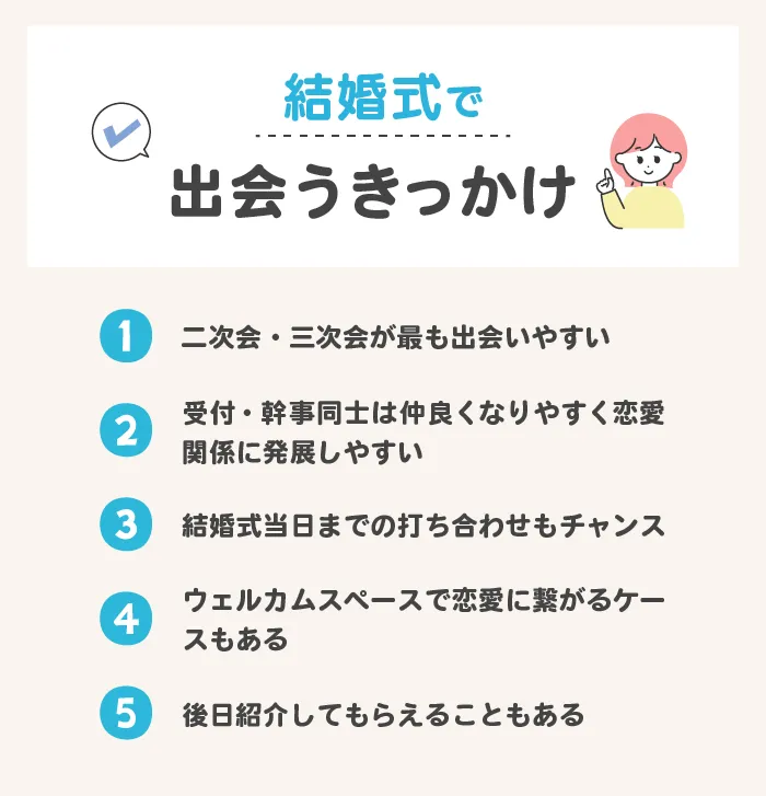 結婚式で出会うきっかけ5つ